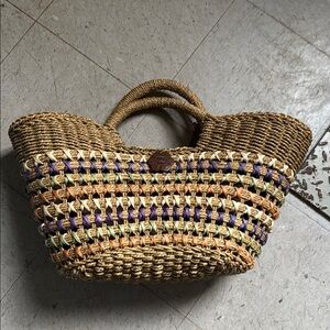 Cappelli Straworld Brown and Purple Woven Tote